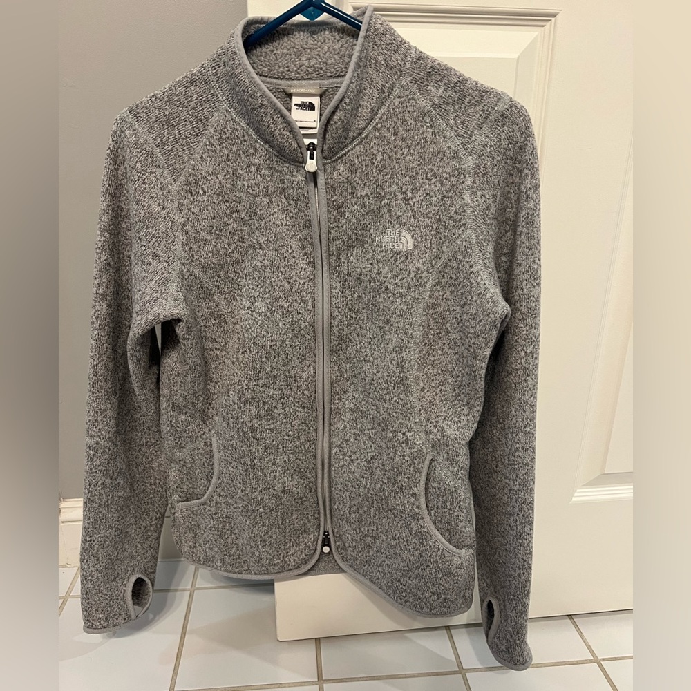 North Face women’s full zip light grey heather size medium